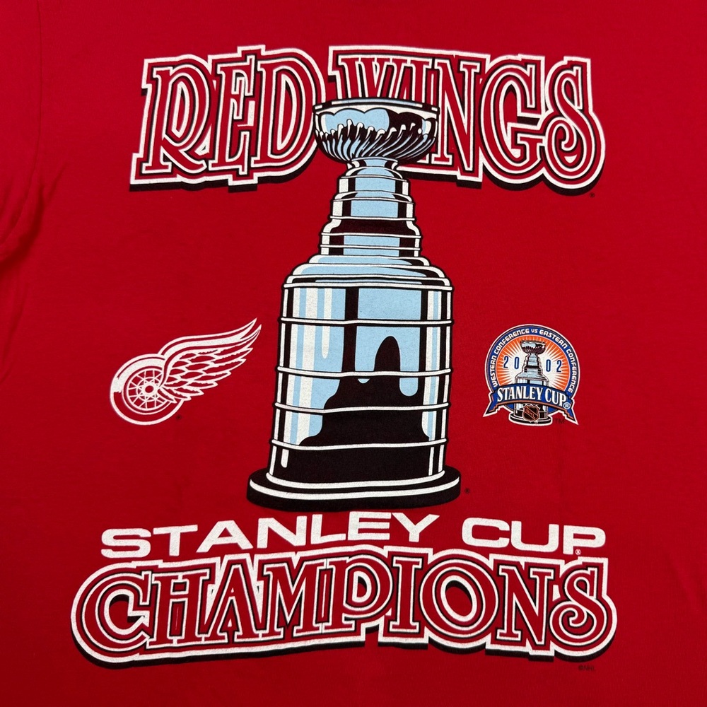 Vtg Detroit Red Wings Mens T-Shirt Sz Large Y2K Stanley Cup Short Sleeve A1 - Picture 4 of 7